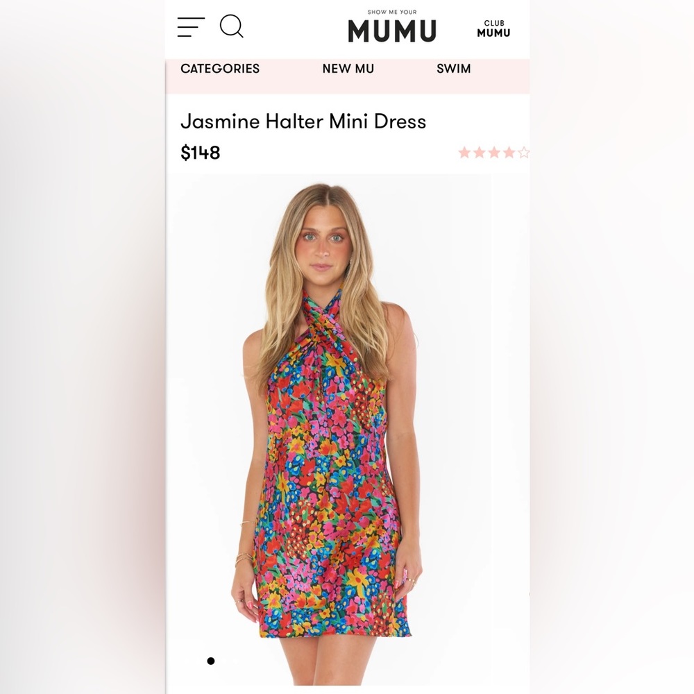 NWT Show me your Mumu Jasmine Halter mini dress in Garden Glow.